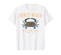 Dewey Beach Delaware Crab Town Since 1931 Orange Letters Value Graphic T-Shirt, Men, White, S