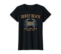 Dewey Beach Delaware Crab Town Since 1931 Orange Letters Value Graphic T-Shirt, Women, Black, XS