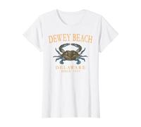 Dewey Beach Delaware Crab Town Since 1931 Orange Letters Value Graphic T-Shirt, Women, White, XS