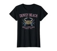Dewey Beach Delaware Crab Town Since 1931 Pink Art Value Graphic T-Shirt, Women, Black, XS
