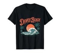 Dewey Beach Delaware Vintage Sunset Wave Value Graphic T-Shirt, Men, Black, S