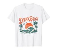 Dewey Beach Delaware Vintage Sunset Wave Value Graphic T-Shirt, Men, White, L