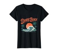 Dewey Beach Delaware Vintage Sunset Wave Value Graphic T-Shirt, Women, Black, S