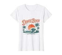 Dewey Beach Delaware Vintage Sunset Wave Value Graphic T-Shirt, Women, White, XS