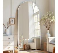 Dewfig Arched White Full Length Mirror, 57"X20", Large Floor Mirror with Stand, Full Body Mirror for Bedroom, Living Room, Dressing Room, Aluminum Alloy Frame, White