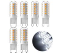 DewGulf G9 LED Bulbs Warm White 3W 3000K Non-Dimmable Energy Saving G9 Lights Equivalent to 40W Halogen Bulbs 6-Pack for Chandelier Home Office Lighting