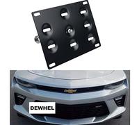 Dewhel Front Bumper Tow Hook License Plate Mount Bracket Holder Bolt On No Drill Hole Aluminum Performance For 16-Up Chevrolet Camaro SS 2016 2017