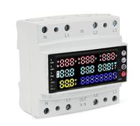 DEWIN 3 Phase Electricity Meter, Multifunctional Voltage Current and Frequency Power Protector DIN Rail Colorful Digital Display Voltage Frequency Energy Meter AC 100A 230V