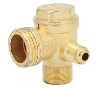 DEWIN Air Compressor Check Valve, Air Compressor Brass Three Way Unidirectional Check Valve Connect Pipe Fittings