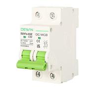 DEWIN DC Circuit Breaker, 2P 32A DC1000V Photovoltaic Miniature Circuit Breaker MCB with Overload and Short Circuit Protection for Solar PV System