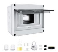 DEWIN Distribution Protection Box, IP65 Waterproof Outdoor Fuse Box Surface-Mounted Small Distribution Box for Indoor Outdoor Gardens Industrial Sites(8 Way)