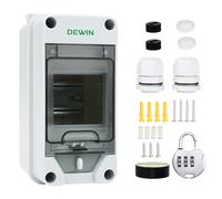 DEWIN Distribution Protection Box, IP65 Waterproof Outdoor Fuse Box Surface-Mounted Small Distribution Box for Indoor Outdoor Gardens Industrial Sites with Lock (3 Way)
