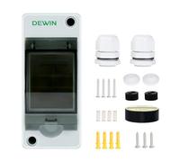 DEWIN IP65 Waterproof Outdoor Fuse Box, 2 Way Surface-Mounted Distribution Box for Indoor/Outdoor Gardens, Industrial Sites (205g, 2cm H x 12cm W)