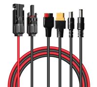 DEWIN Solar Panel Extension Cable,Professional Solar Cable for Solar Panels 4 in 1 Connector Extension Cable to DC5521 7909 XT60 Female 30A Anderson Extension Cable 1m