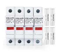 DEWIN Solar PV Fuse Holder, Solar/Photovoltaic Fuse Holder 4pcs Fuse Base With Light RT18-32X 1P DC1000V 10x38mm + 4pcs 30A Fuses DIN Rail Mounting (30A)