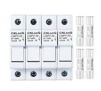 DEWIN Solar PV Fuse Holder, Solar/Photovoltaic Fuse Holder 4pcs Fuse Base With/Without Light RT18-32X 1P DC1000V 10x38mm DIN Rail Mounting (4 without lights + 4 15A fuses)