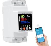 DEWIN WiFi Electric Meter, Intelligent Energy Meter 63A, Digital Monitoring of Power Consumption, Overvoltage and Undervoltage Switch