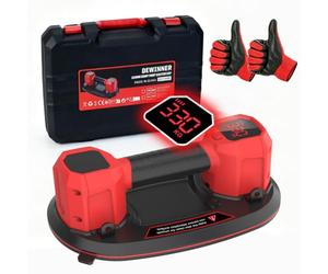 DEWINNER 12" Electric Glass Suction Cups, 4500mAh Battery Vacuum Lifter, Max 330kg, Electric Suction Cups with Digital Display, Battery Suction Lifter for Tile, Glass, Granite, Marble