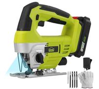 DEWINNER 20V Cordless Jig Saws, Electric Jigsaw with 0-4 Orbital Sets, 2000mAh Battery, ±45°Bevel Cutting Angle,LED Light, 5PCS T-Shank Blades for Wood Metal Cutting