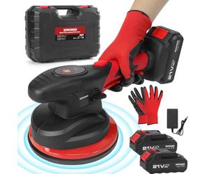 DEWINNER 21V Cordless Tile Vibration Tool, Automatic Tile Leveling Machine 180mm Suction Cup, Max.26000 r/min Tile Suction Cup Vibrating Tool, Adjustable Speed, LCD Display, 2xBattery