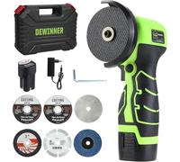 DEWINNER Cordless Angle Grinder 19500RPM 76mm 2 x 2000mAh Batteries 6 Cutting Discs and Transport Box for Grinding, Polishing, Cutting