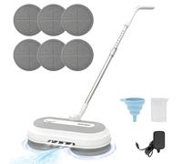 DEWINNER Cordless Electric Mop with 2.0 Ah Battery and Charger,Dual Spin Floor Polisher with 300ML Water Tank & Headlight, 120 L/H Compact Cleaner Kit, for Patio Cleaning and Washing