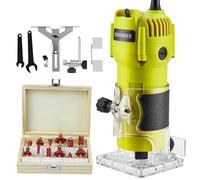 DEWINNER Electric Palm Router Tool, Compact 1/4 Wood Trimmer with Trimmer Transparent Base, Hand Wood Routers Woodworking with 12pcs Router Bit Set for Handwork and DIY