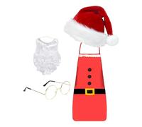 Dewireaey Christmas Aprons for Adults,Santa Claus Outfit - Dress Up Hat Apron Beard Glasses Costume Suit for Women Men Role Play Party Cosplay Stage Performances