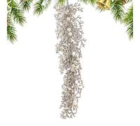 Dewireaey Christmas Sequins Branches Ornaments - Artificial Shiny Cypress Leaf Decor With Pearl,Christmas Glitter Stems - for Walls Fireplaces Stairs Railings Handrails Thanksgiving Holiday Party Home