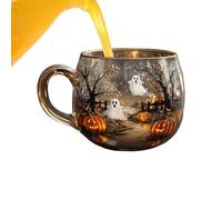 Dewireaey Halloween Mugs, Haunted Path Glass Coffee Mugs, Beverage Containers Table Centerpieces for Restaurant Apartment Farmhouse Kitchen Hotel Home