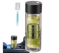 Dewireaey Tea Infuser Bottle,Glass Tea Tumbler 400ml | High Temperature Resistant Drinkware with Magnetic Lid Double-Layer Water Cup for Gym Sports Hydration Car Workplace Picnic Home Drinking School