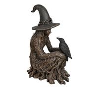 Dewireaey Witch Statue Spooky Resin Gothic Raven Decoration