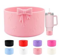 DEWJDFSC Bow Protective Silicone Boot,Compatible with Stanley Cup 20/30/40Oz,for Hydroflask Boot 12-24Oz,More Bottles with 2.95in Bottom,for Stanley Boot for Stanley Cup Accessories (Pink)