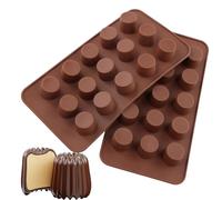 Dewocke 15-Cavity Mini Cup Chocolate Mold, Non-Stick & Food Grade Silicone Baking Mold, BPA Free, Ideal for Keto Fat Bomb, Peanut Butter Cup, Mini Cheesecake, Panna Cotta and Jelly, Set of 2