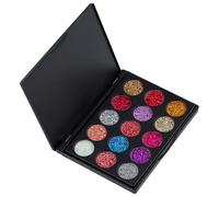Dewocke 15 Colors Glitter Eyeshadow Palette, Metallic Diamond Sequined Eye Shadow, Highly Pigmented Sparkling Makeup, Ultra-Glam for Eyes, Long Lasting and Waterproof for Party and Stage Make-Up