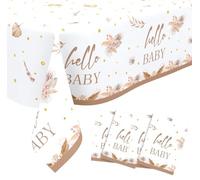 Dewocke 4-Pack Baby Shower Table Cloth, Gold Brown Rectangle Plastic Waterproof Table Cover, Decorative Tablecloth for baby Birthday, Baby Showers, New Born Celebration Parties, 180x108cm (4)
