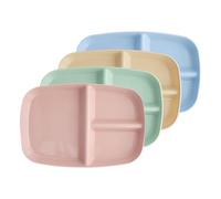 Dewocke 4 Piece Divided Dinner Plate Set, Portion Control Plate for Balanced Diet, Unbreakable Plates with Sections for Kids and Adult, Reusable Plates for Picnics, Microwave and Dishwasher Safe