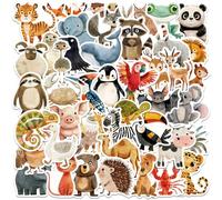 Dewocke 50 Unique Illustration Animal Stickers, Waterproof Vinyl Decals for Kids, Teens & Adults - Cute Party Bag Fillers, Scrapbooking Supplies, Phone, Laptop, Water Bottle, Skateboard Decor