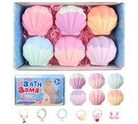 Dewocke 6PCS Bath Bombs for Kids with Surprise Inside, Spa Fizzy Bubble Bath with Mermaid Bracelets Jewelry, Natural Organic Bath Bombs Girls, Bath Fizzers Gift Set for Girls Toddlers Mermaid Gifts
