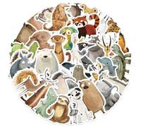 Dewocke Animal Sticker Set for Children, 50 Unique Illustration Animals Stickers, Reward Stickers, Vinyl Waterproof & Robust, Universal for Laptop, Water Bottle & More (Illustration Animals C)