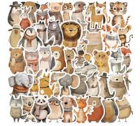 Dewocke Animal Sticker Set for Children, 50 Unique Illustration Animals Stickers, Reward Stickers, Vinyl Waterproof & Robust, Universal for Laptop, Water Bottle & More (Illustration Animals D)