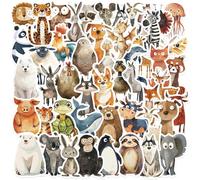 Dewocke Animal Sticker Set for Children, 50 Unique Illustration Animals Stickers, Reward Stickers, Vinyl Waterproof & Robust, Universal for Laptop, Water Bottle, Skateboard & More (ArtiCritters B)