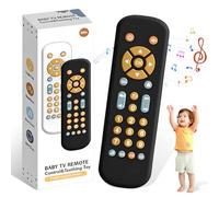 Dewocke Baby TV Remote Toy, Black Realistic Play Remote Toy with Lights and Sounds, 3 Languages (English, Spanish, French), Learning Musical Toys, Gift for 6M+ Baby Newborn Toddler Boy Girl Toys Gifts