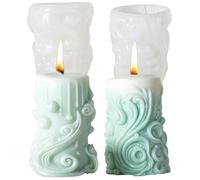 Dewocke Candle Moulds for Candle Making, Pillar Wave Candle Mould, Silicone Epoxy Resin Moulds, Silicone Candle Making Moulds for Making 3D Candles Soap Aromatherapy DIY Crafts (White)