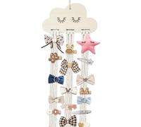 Dewocke Hair Accessories Storage, Wall Hanging Decor, Hair Bow and Headband Holder, Chic White Tassel Organizer for Baby Girls, Ideal for Hair Clips, Bows and Headbands Storage (Cloud)