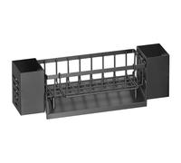 Dewocke Kitchen Sink Organiser, Sink Caddy with Dish Cloth Holder, Plastic Kitchen Sink Tidy with Knife and Fork Holder, Sink Storage for Sponges, Dish Soaps, Brushes, Washing Up Organiser- Black