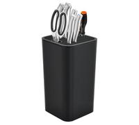 Dewocke Knife Holder Without Knives, Universal Kitchen Knife Block with Scissors Slot, Space-Saving Square Knife Stand, Knife Storage Block, Easy to Clean - Black