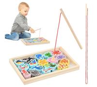 Dewocke Magnetic Fishing Game, Educational Wooden Toys for Toddlers, Educational Montessori Toys, Fine Motor Skills, Fun and Interactive, Learn Fish Names, Ocean Animal Game for Kids 2 to 5 Years Old