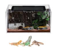 Dewocke Mini reptile tank, 30 x 18 x 15cm Transparent Acrylic vivarium with Top Sliding Door Screen Ventilation, for Small Fish Insect Snail Gecko Tarantula Bearded Dragon Jumping Spider
