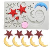 Dewocke Moon and Star Silicone Moulds, 3D Sun, Moon, Stars Cake Decorating Set, Fondant, Chocolate, Polymer Clay Molds for Party, Wedding Decorations - Baking Tools